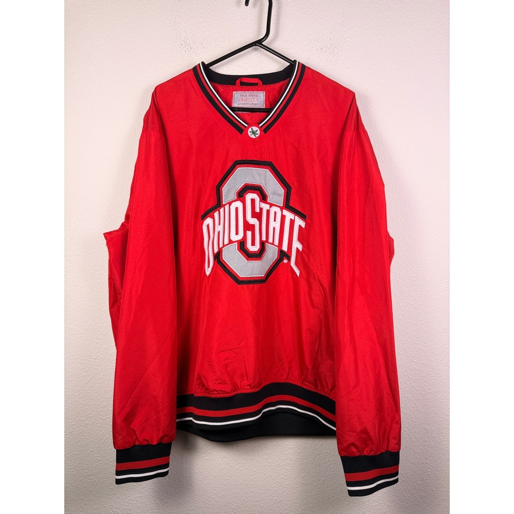 Ohio State Buckeyes Varsity Windbreaker Pullover Red V-Neck Mens XL NCAA